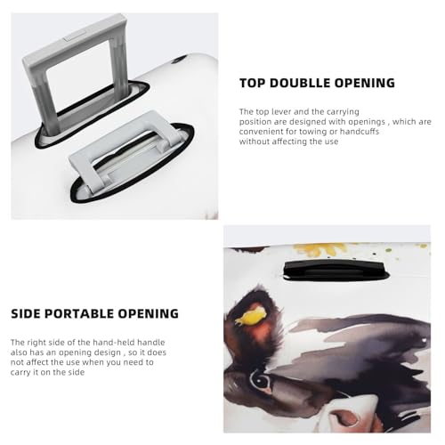 Travel Luggage Cover for Suitcase Elastic Suitcase Protector Watercolor Cow And Daisy Flower Suitcase Covers Washable Suitcase Protective Cover Dust-proof Luggage Covers Fit 18-32 Inch Luggage4