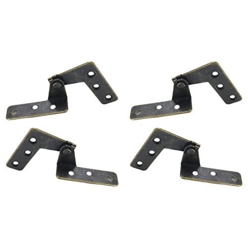 Wealrit 4 Pcs Pivot Hinge Door Pivot Hinges, 90 Degree Rotating Hinges Bronze L-Shaped Hinge Drawer Window Door Fittings #TOP26