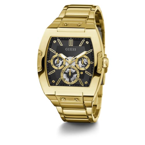 GUESS Stainless Steel Phoenix Collection Analog Black Dial Men Watch-Gw0456G1, Gold Band - Image 4