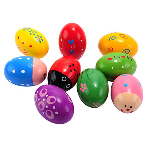 Easter Wooden Egg Shakers Maracas for Party Favors, Classroom Prize Supplies and Percussion Musical Instrument(9 PCS) - Image 4