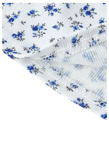 BEAUDRM Camiseta regata feminina com estampa floral Boho alças finas sem mangas com acabamento em re