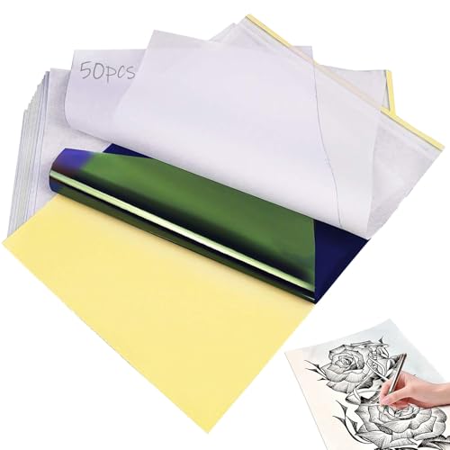 Tattoo Transfer Paper - Usiriy 50 Sheets Tattoo Stencil Paper A4 Size 4 Layers Tattoo Tracing Paper for Tattooing to Skin Printable Temporary Tattoo Transfer Paper Transfer Kit