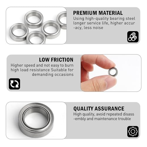 10pcs MR128-2RS Kugellager 8 mm x 12 mm x 3,5 mm Doppelt Geschützte Rillenkugellager für DIY, Mini kugellager, Drehbänke, Motoren, 3D-Drucker, Fräsmaschinen und mechanische Geräte