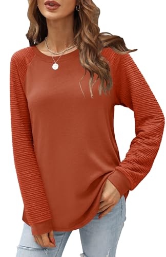 Image of Aifer Womens Long Sleeve Shirts Crew Neck Pullover Sweatshirt Pattern Raglan Casual Tunic Tops