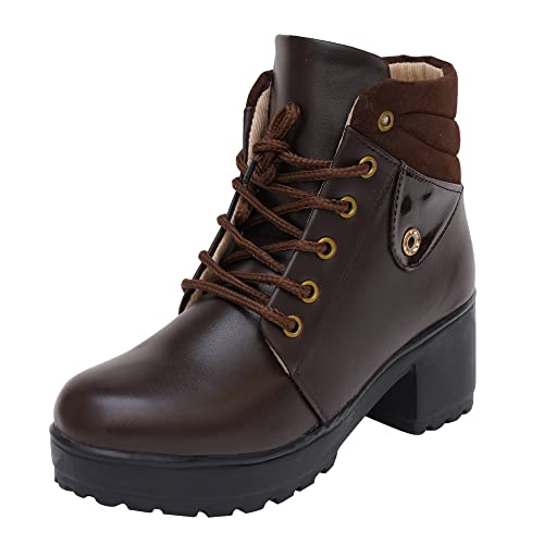 Image of XE Looks 100% Vegan Leather Women's Ankle Boots | Stylish & Trendy Lace-Up Design with Heel | Durable Leather Upper & Cozy Lining | Trendy & Stylish Boots For Girls & Women