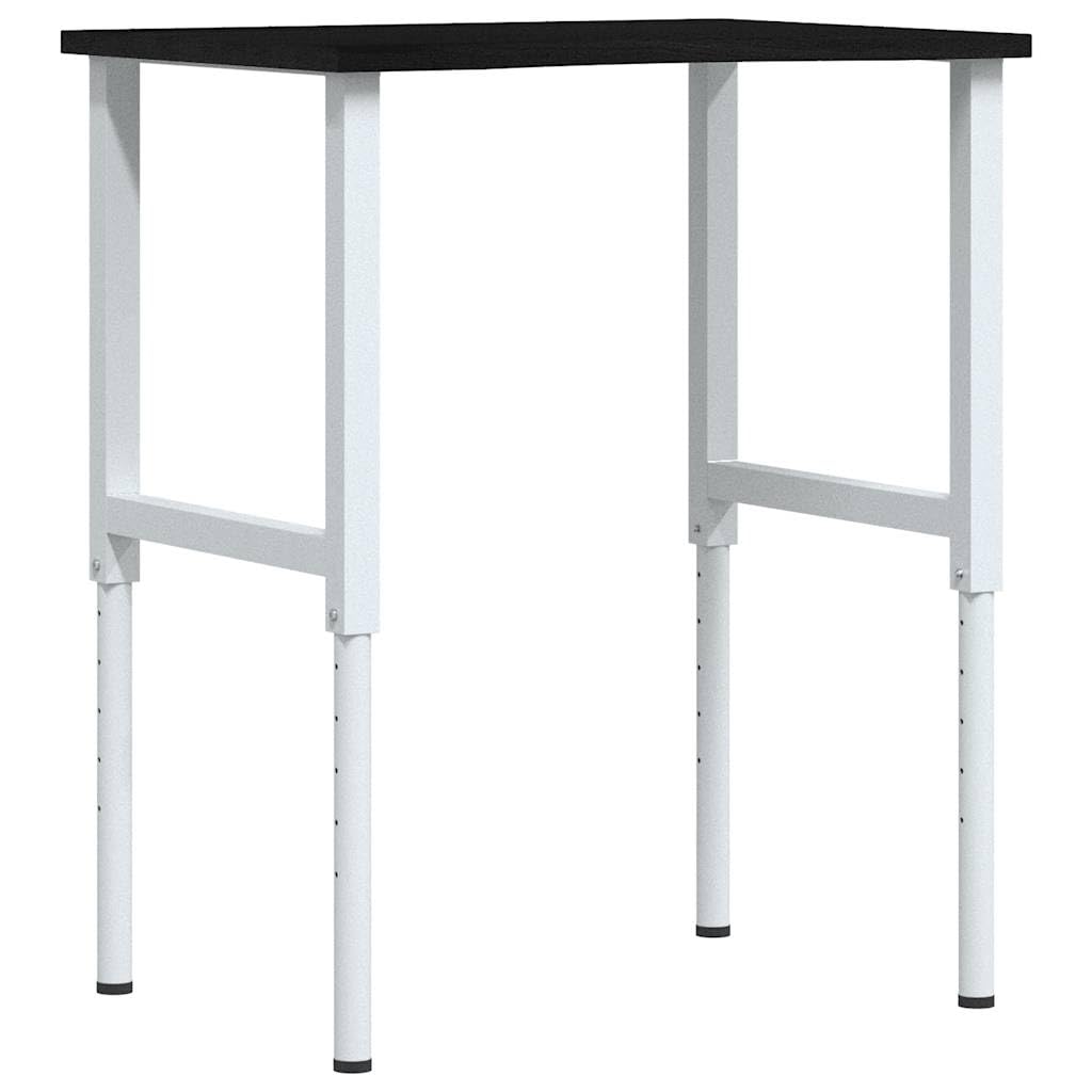 Banco de trabajo de roble macizo marrón oscuro, 80 x 60 x (71,5 – 98) cm con estructura de metal resistente, gran área de trabajo para talleres y proyectos de bricolaje, estable