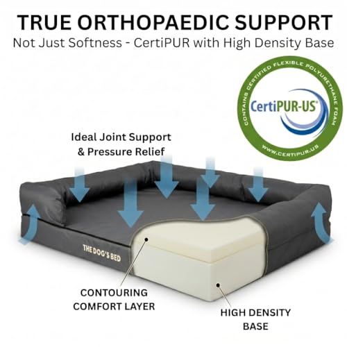 The Dog’s Bed – Orthopaedic Memory Foam Bolster Bed, Grey with Black Trim, Large - Image 3