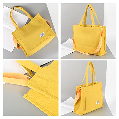 Image of Valleycomfy Corduroy Tote Bag for Women Travel Crossbody Bag Purse Women Shoulder Bags Work Handbags Everyday Hobo Bag