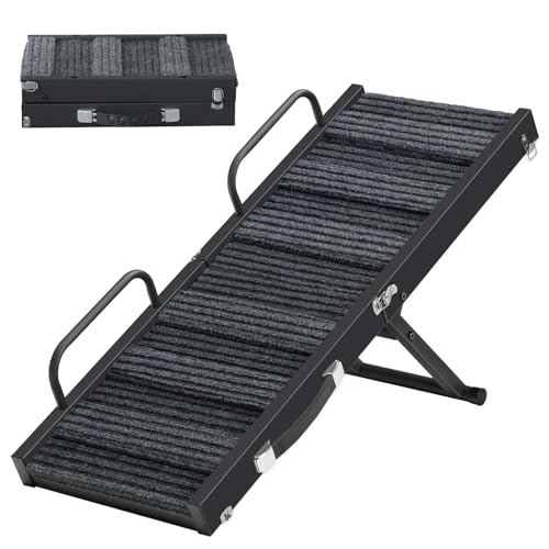 Dog-Ramp-32-Long-Adjustable-Dog-Ramp-for-Small-Dogs-5-Adjustable-Height-Dog-Steps-Folding-Pet-Ramp-with-Non-Slip-Mat-Safety-Side-Rails-for-Couch-Bed-or-Car-Black-and-Gray-DRHB801