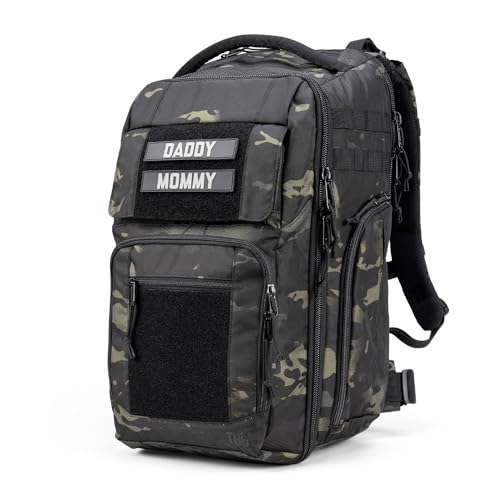 Image of Tactical Baby Gear Everyday Tactical Diaper Bag Backpack for Dads – Includes Changing Mat, Stroller Straps, Built-In Wipes & Cooler Pouch (Multicam Black Everyday)