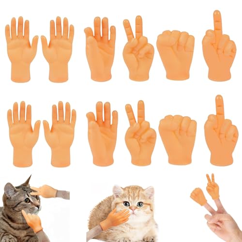 12 Stück Kleine Hände Tiny Hands Mini Hände Mit Stab Mini Hände Fingerpuppen Hände Fingerpuppe Set für Geburtstagsfeiern Zaubertricks Haustiere Spiele Party