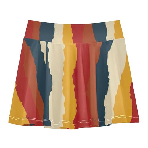 Joisal Girls' Shorts Athletic Skorts Geometric Stripes Skirts with Shorts Kid Teen Flowy Skirt 3t