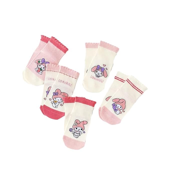 MAAGHI Children's Socks Cute Cartoon Dolls Baby Socks Boys Girls Casual Socks Anti Slip Loose Mouth Pure Cotton Kids Floor Socks (IN, Age, 4 Years, 6 Years, GIRLY PINK-Socks) 3