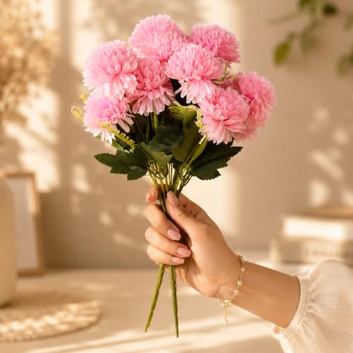 Image of Art Street Artificial Flower Bunch| Silk Pink Hydrangea Flower for Home| Bedroom, Living Room & Office Decoration |Christmas Day, New Year Set of 2 |11 Inch (Without Vase)