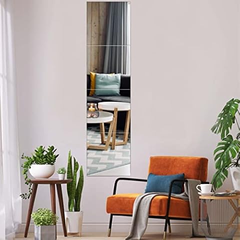 Easy Funny 4PCS Square Mirror Wall Stickers 30X30CM Self Adhesive Mirror Sheets Removable Acrylic Mirror for Home Living Room Bedroom Art Decor Cover