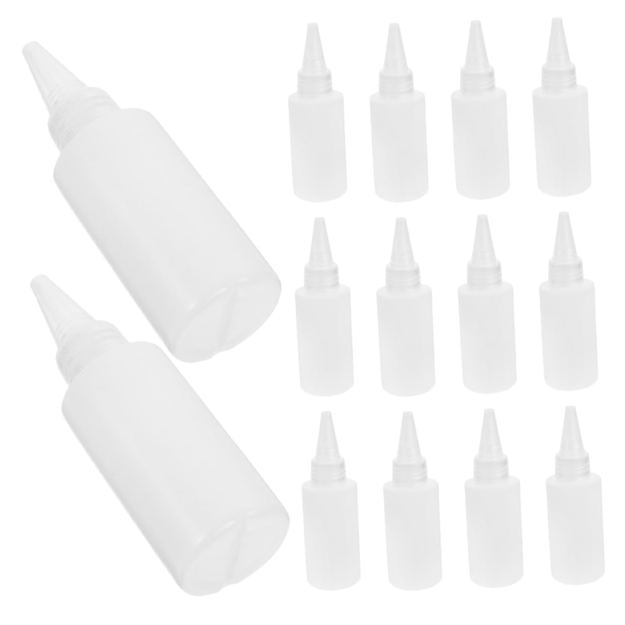 Housoutil 50pcs Plastic Squeeze Bottles Brush Applicator Paint Bottles for Artistic Projects Writing