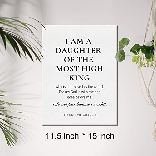 Christian Canvas Wall Art 2 Corinthians 6:18 I Am The Daughter Of A King Canvas Print Positive Painting Religious Home Wall Decor Framed Girl Nursery Gift 12X15 Inch #TOP1