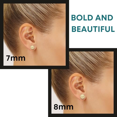 14k Yellow Gold Diamond-cut Ball Stud Earrings3