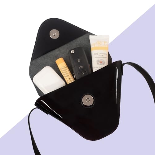 Chula, Triangular-Shaped Small Shoulder Bag with Adjustable Strap, Crossbody Bag, Messenger Bag, Travel Accessory, Full Grain Leather, Handmade, Obsidian3