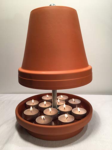 Teelichtofen, Mückenschutz, Tischkamin, Kerzen, Teelichtheizung, Teelichtkamin, Feuerschale, Terrakotta, Steingut, Teelicht, Geschenk, plus