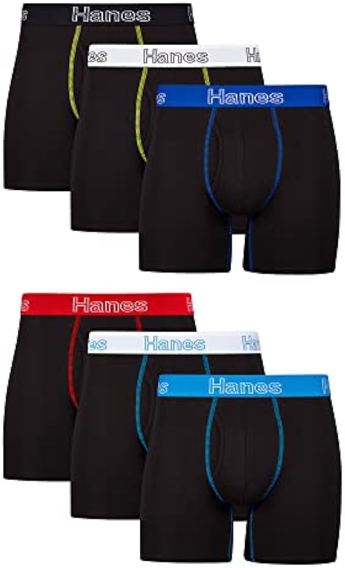 Hanes Men's Underwear Boxer Briefs, Cotton Stretch Moisture-Wicking Underwear, Multi-pack