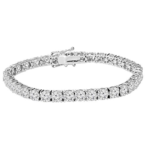 Pompeii Certified 9 Ct Natural Diamond Tennis Bracelet 14k White Gold 7