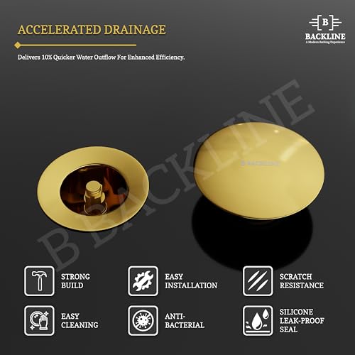 Image of B Backline Brass 5-Inch Pop up Waste Coupling for Wash Basin | 32 MM Full Thread Waste Coupling For Basin (Gold Glossy, 5-INCH)