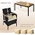 Yaheetech 7 Piece Patio Furniture Set, Outdoor Dining Acacia Wood Table Top Rattan Conversation Set with Soft Cushions, 6 Chairs & 1 Table for Backyard, Deck, Garden & Yard, Black/Beige