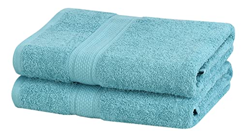 Image of FRESH FROM LOOM 500 GSM Premium Quick Dry Towels for Bath | 100% Pure Cotton | Skin Friendly for Men & Women | High Water Absorber Soft & Ultra-Hypoallergenic | (70 x 140 CM | Turquoise Blue) - 2pc