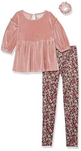 Image of Speechless Girls' Long Sleeve Velour Top, Legging, and Scrunchie Set