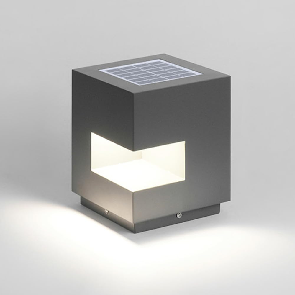 HCIPJQY Solar Courtyard Gray Post Light Outdoor Waterproof Landscape Lamp Modern Minimalist Garden Post Solar Lights Corridor Atmosphere Solar Lamp Decorative Stainless Steel Lamp Fixtures