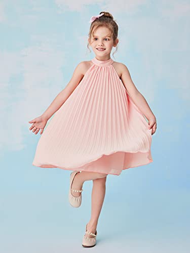 WDIRARA Girl's Sleeveless Pleated Halter Dress Casual Button Back Dresses4