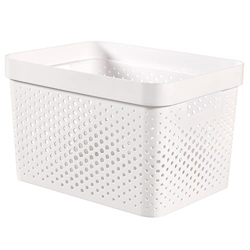 Curver | Bac de Rangement Infinity 17L, Blanc, 35,5 x 26,2 x 21,9 cm, Plastique recyclé