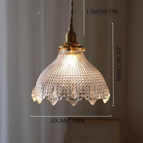Suspension en Verre Clair Dôme Texturé pour Éclairage de Plafond Moderne - 2