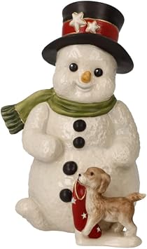 Goebel Figurine Snowman My Faithful Friend Snowmen, Made of Stoneware, Height 12 cm, 66-704-39-1