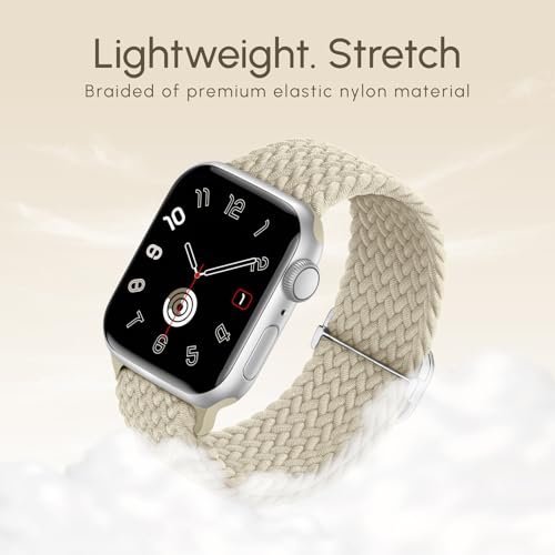 Image of Braided Stretchy Band Compatible with Apple Watch 40mm 41mm 42mm 38mm 44mm 45mm 46mm 49mm Women Men, Breathable Adjustable Nylon Sport Solo Loop Strap for iWatch Series 11 10 9 8 7 6 5 4 3 SE /Ultra 2