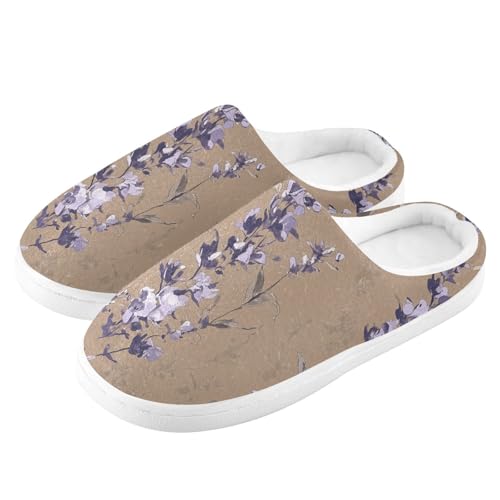 JUNZAN Safari Sage Brown Womens Cotton House Slippers Comfortable Memory Foam Bedroom Shoes for Indoor Christmas Presents 6-74