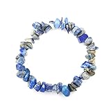 Naturstein 7 Chakra Armbänder Reiki Healing Crystal Armband Tigerauge Lapislazuli Chip Kiesperlen Geschenke für Frauen Armreif-Lapislazuli,19cm