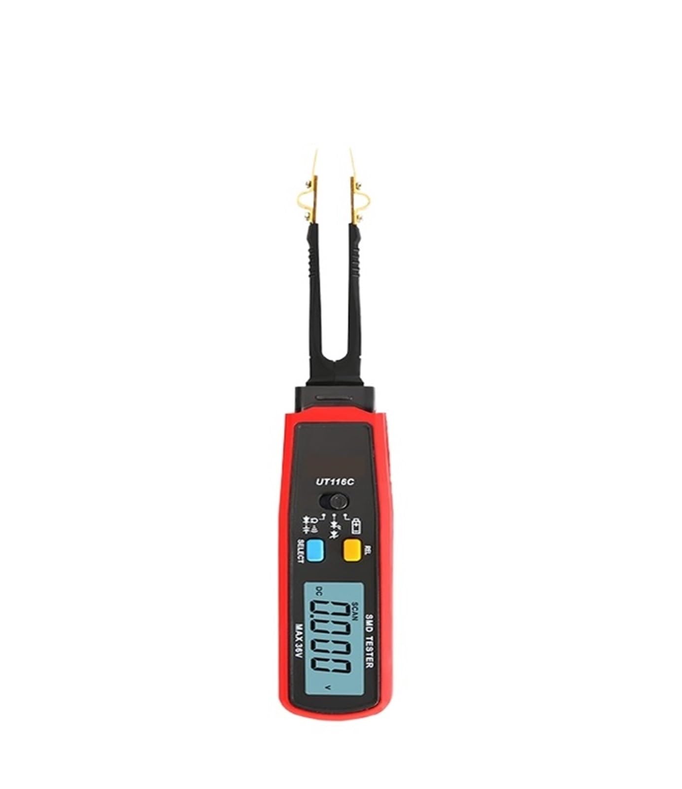 UT116C SMD Tester 36V Napięcie Pomiar Baterii Obrotowa Pęseta Dioda LED Rezystor Kondensator Tester