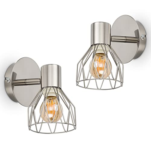 Kimjo Wall Lights E14 Adjustable, Wall Spotlights Wire Cage, Ceiling ...