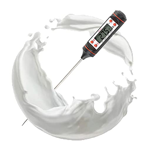 Thermomètre de Cuisson Numérique, Thermomètre à Viande,Thermomètre Cuisine Digital avec Sonde Acier Inoxydable, avec Bouton ° C / ° F , Grill, Barbecue, BBQ, Steak, Bonbons, Lait, Eau Bain(1) Cover