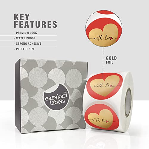 Easykart 500 With Love Stickers In A Roll With Gold Foiling, 1.5 Inch Size Best Suitable For Anniversary Valentine's Day Gifting, Decoration,Theme Parties .… #TOP3