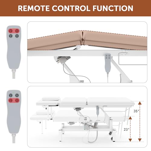 Image of Dolonm 2 Motors Electric Massage Table, Hydraulic Electric Lift Adjustable Waist and Height Lifting Functions for Treatment, Physical Therapy, Spinal Massage, Facial Spa, Waxing, Tattooing - White