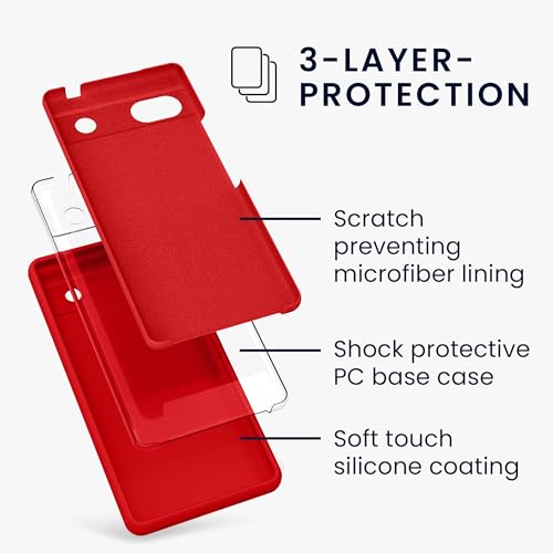 kwmobile Case Compatible with Google Pixel 6a Case - TPU Silicone Phone Cover with Soft Finish - Red - Image 2