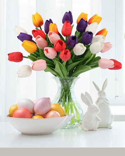 MACTING-30PCS-Artificial-Spring-Tulips-Fake-Flowers-Real-Touch-PU-Faux-Tulips-for-Floral-Arrangement-Table-Centerpieces-Wedding-Party-Kitchen-Home-Mothers-Day-Easter-DecorationsMulti-Colors-1 MACTING 30PCS Artificial Spring Tulips Fake Flowers Real Touch PU Faux Tulips for Floral Arrangement Table Centerpieces Wedding Party Kitchen Home Mothers Day Easter DecorationsMulti Colors 1