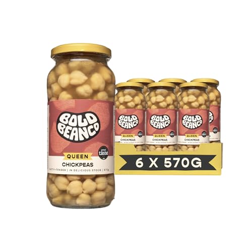 Bold Bean Queen Chickpeas 6 x 570g – High Protein & Fibre – Ready to Eat – Vegan, Gluten Free Pantry Staple