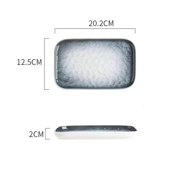 Image of Beyond Homes Ceramic Serving Tray Set of 3 | 8 Inch Rectangular Serving Plates | Premium Ceramic Platters for Sushi Dimsum Momos Snacks Starters & Appetizers | Microwave & Dishwasher Safe, Grey
