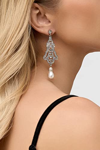 BABEYOND-1920s-Flapper-Art-Deco-Gatsby-Earrings-20s-Flapper-Gatsby-Accessories-Vintage-Wedding-Dangle-Pearl-Earrings