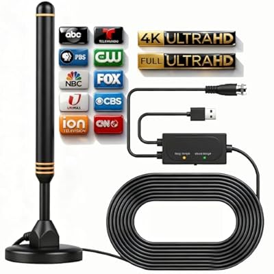 TV Antenna Indoor Antenna for Smart TV for Long Range Reception and All Smart TVs HD Digital Antenna with Amplifier Signal Booster for Local Channels Supports 4K 1080p-Orange