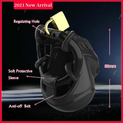 TEAMWILL Male Fully Restraint Chastity Device Silicone Cage Adjustable Ring Belt (Black)